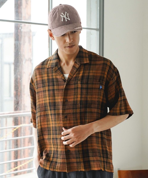 BAYFLOW(ベイフロー)の「エアライトリネンチェックシャツ(シャツ/ブラウス・メンズ・ブラウン/ブルー・MEDIUM/LARGE)」の17枚目の写真