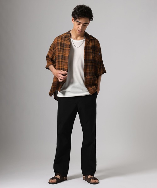BAYFLOW(ベイフロー)の「エアライトリネンチェックシャツ(シャツ/ブラウス・メンズ・ブラウン/ブルー・MEDIUM/LARGE)」の18枚目の写真