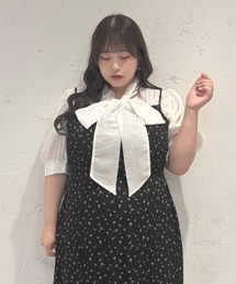 大きいサイズ】つけ襟+ノーカラーデニムジャケット（ノーカラー