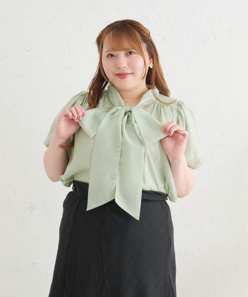 Louiosy(ルオシー)の「【Louiosy】【大きいサイズ】シアーボウタイブラウス(シャツ/ブラウス・レディース・ライトブルー/オフホワイト/ミント/ホワイト系その他・LL/3L/4L)」の22枚目の写真