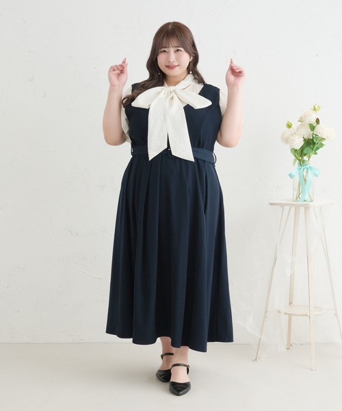 Louiosy(ルオシー)の「【Louiosy】【大きいサイズ】シアーボウタイブラウス(シャツ/ブラウス・レディース・ライトブルー/オフホワイト/ミント/ホワイト系その他・LL/3L/4L)」の15枚目の写真