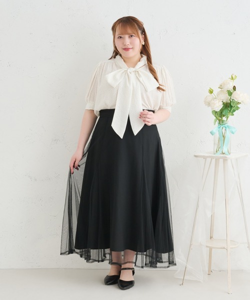 Louiosy(ルオシー)の「【Louiosy】【大きいサイズ】シアーボウタイブラウス(シャツ/ブラウス・レディース・ライトブルー/オフホワイト/ミント/ホワイト系その他・LL/3L/4L)」の21枚目の写真