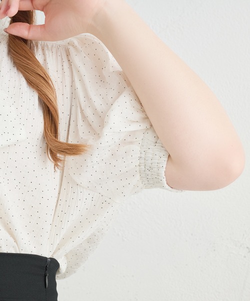Louiosy(ルオシー)の「【Louiosy】【大きいサイズ】シアーボウタイブラウス(シャツ/ブラウス・レディース・ライトブルー/オフホワイト/ミント/ホワイト系その他・LL/3L/4L)」の10枚目の写真