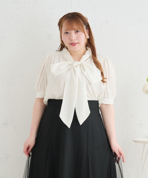Louiosy(ルオシー)の「【Louiosy】【大きいサイズ】シアーボウタイブラウス(シャツ/ブラウス・レディース・ライトブルー/オフホワイト/ミント/ホワイト系その他・LL/3L/4L)」の17枚目の写真