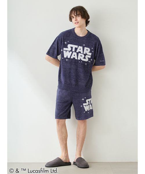 gelato pique（ジェラートピケ）の「【STAR WARS】【メンズ】スムーズィーロゴジャガードハーフパンツ（ルームウェア/パジャマ・メンズ・クリーム/ネイビー/ミント・M/L）」の9枚目の写真