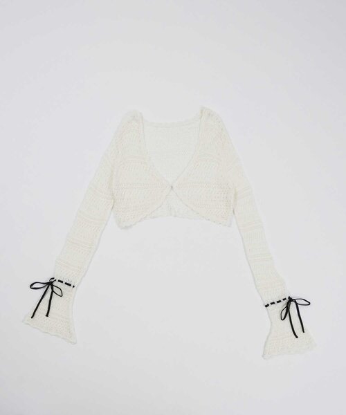OLIVE des OLIVE（オリーブデオリーブ）の「【Belle Charme】Summer Knit Bolero（カーディガン/ボレロ・レディース・ブラック/ピンク/オフホワイト・FREE）」の6枚目の写真