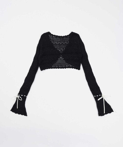 OLIVE des OLIVE（オリーブデオリーブ）の「【Belle Charme】Summer Knit Bolero（カーディガン/ボレロ・レディース・ブラック/ピンク/オフホワイト・FREE）」の9枚目の写真