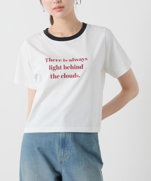 Honeys(ハニーズ)の「【ハニさら・接触冷感・UVカット】リンガーTシャツ(Tシャツ/カットソー・レディース・ホワイト/ブルー/ベージュ/スミクロ/グリーン・L/M/S)」の2枚目の写真