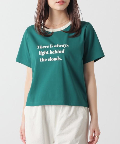 Honeys(ハニーズ)の「【ハニさら・接触冷感・UVカット】リンガーTシャツ(Tシャツ/カットソー・レディース・ホワイト/ブルー/ベージュ/スミクロ/グリーン・L/M/S)」の1枚目の写真