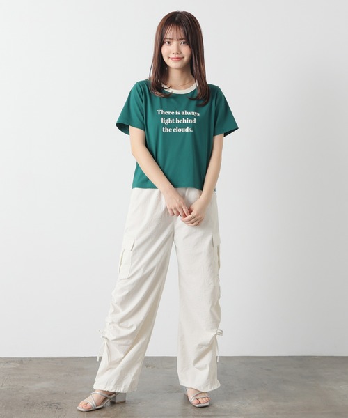 Honeys(ハニーズ)の「【ハニさら・接触冷感・UVカット】リンガーTシャツ(Tシャツ/カットソー・レディース・ホワイト/ブルー/ベージュ/スミクロ/グリーン・L/M/S)」の16枚目の写真