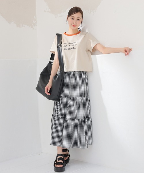 Honeys(ハニーズ)の「【ハニさら・接触冷感・UVカット】リンガーTシャツ(Tシャツ/カットソー・レディース・ホワイト/ブルー/ベージュ/スミクロ/グリーン・L/M/S)」の18枚目の写真