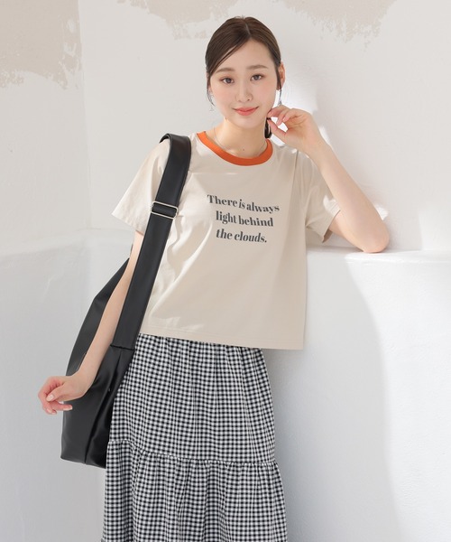 Honeys(ハニーズ)の「【ハニさら・接触冷感・UVカット】リンガーTシャツ(Tシャツ/カットソー・レディース・ホワイト/ブルー/ベージュ/スミクロ/グリーン・L/M/S)」の19枚目の写真