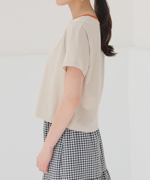 Honeys(ハニーズ)の「【ハニさら・接触冷感・UVカット】リンガーTシャツ(Tシャツ/カットソー・レディース・ホワイト/ブルー/ベージュ/スミクロ/グリーン・L/M/S)」の22枚目の写真
