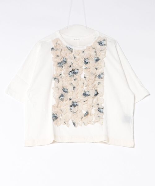 H.A.K(ハク)の「ミニバラブーケパピリオカットジャカード+サイロプレミアム天竺フリルカットソー(Tシャツ/カットソー・レディース・ベージュ/ブラック・FREE)」の5枚目の写真