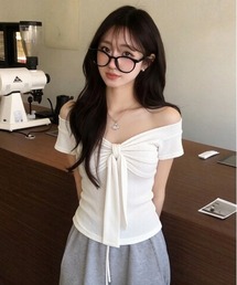 Y2Kリボンラップ半袖Tシャツ