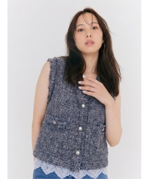 AIRY TWEED SLEEVELESS JACKET