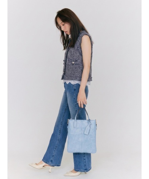 BLUE×PALANG(ブルーパラン)の「AIRY TWEED SLEEVELESS JACKET(ニット/セーター・レディース・ホワイト/グレー・FREE)」の8枚目の写真