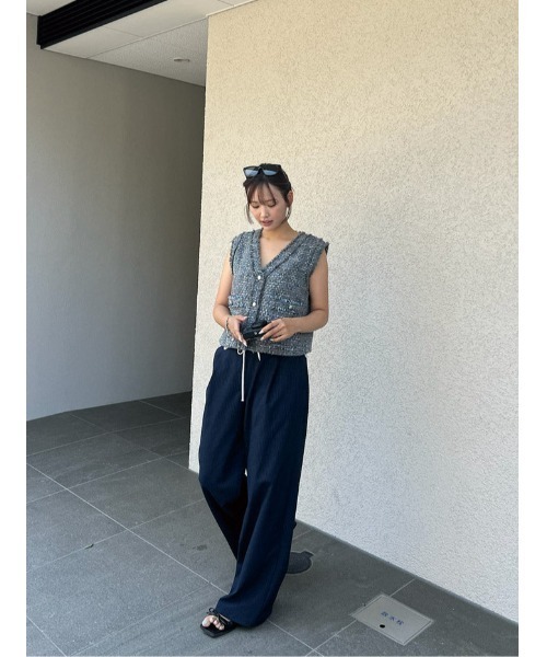 BLUE×PALANG(ブルーパラン)の「AIRY TWEED SLEEVELESS JACKET(ニット/セーター・レディース・ホワイト/グレー・FREE)」の22枚目の写真