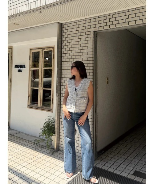 BLUE×PALANG(ブルーパラン)の「AIRY TWEED SLEEVELESS JACKET(ニット/セーター・レディース・ホワイト/グレー・FREE)」の10枚目の写真