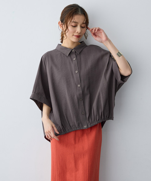 anyfee(エニフィー)の「【anyfee/大きいサイズ】裾ゴム入りイレヘムシャツブルゾン(シャツ/ブラウス・レディース・ベージュ/レンガ/チャコール・LL/4L/5L/3L)」の18枚目の写真
