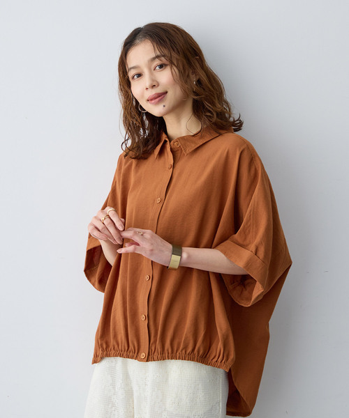 anyfee(エニフィー)の「【anyfee/大きいサイズ】裾ゴム入りイレヘムシャツブルゾン(シャツ/ブラウス・レディース・ベージュ/レンガ/チャコール・LL/4L/5L/3L)」の22枚目の写真