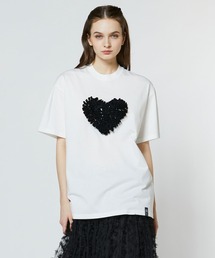 DOUBLE STANDARD CLOTHING | ハートフリル刺繍コットンTシャツ(WEB限定)(Tシャツ/カットソー)