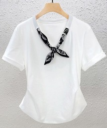 スカーフ付きサイドタック半袖Tシャツ