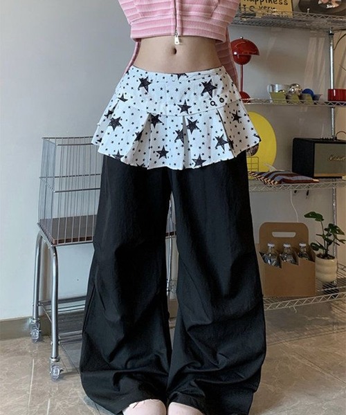 AsheKsha(アシクシャ)の「スター柄のレイヤードバットカーテン(スカート・レディース・ホワイト・M)」の9枚目の写真