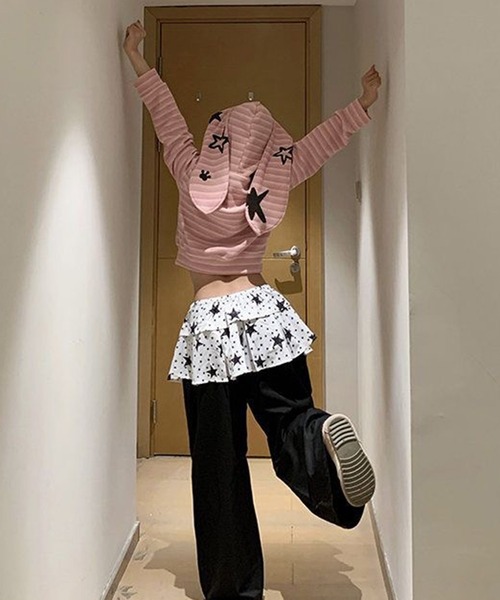 AsheKsha(アシクシャ)の「スター柄のレイヤードバットカーテン(スカート・レディース・ホワイト・M)」の10枚目の写真