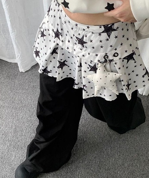 AsheKsha(アシクシャ)の「スター柄のレイヤードバットカーテン(スカート・レディース・ホワイト・M)」の11枚目の写真