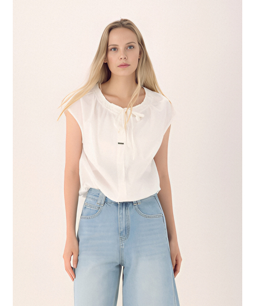 ACUD(アクド)の「Gather Ribbon Blouse _White(シャツ/ブラウス・レディース・オフホワイト・FREE)」の1枚目の写真