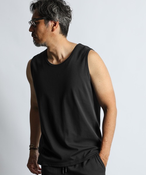 The DUFFER of ST.GEORGE(ザダファーオブセントジョージ)の「COOLMAX 2LAYERS TANK TOP:2層構造 吸水速乾クールマックス タンクトップ(タンクトップ・メンズ・ブラック/ホワイト/ブルーグレー・X-LARGE/LARGE/MEDIUM)」の2枚目の写真