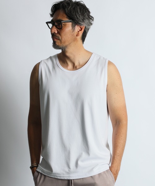 The DUFFER of ST.GEORGE(ザダファーオブセントジョージ)の「COOLMAX 2LAYERS TANK TOP:2層構造 吸水速乾クールマックス タンクトップ(タンクトップ・メンズ・ブラック/ホワイト/ブルーグレー・X-LARGE/LARGE/MEDIUM)」の19枚目の写真