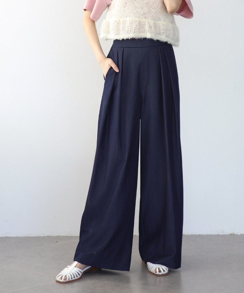 Jines（ジネス）の「テンセルデニム2タックワイドパンツ（デニムパンツ・レディース・ネイビー/ブラック/ターコイズブルー・38）」の3枚目の写真