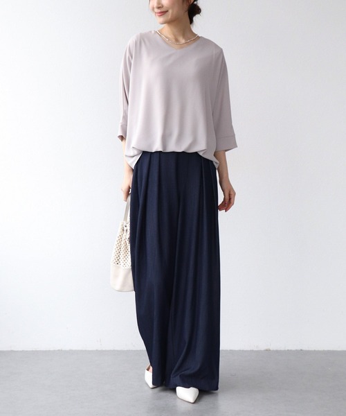 Jines（ジネス）の「テンセルデニム2タックワイドパンツ（デニムパンツ・レディース・ネイビー/ブラック/ターコイズブルー・38）」の6枚目の写真