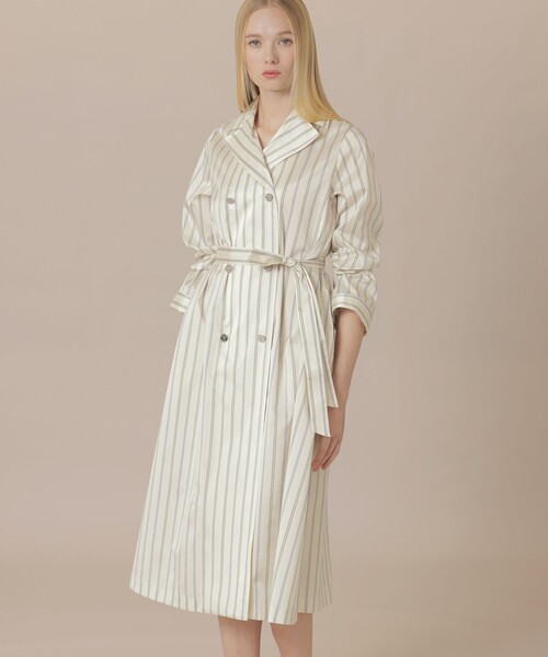 MACKINTOSH LONDON(マッキントッシュ ロンドン)の「【WEB・一部店舗限定】ポリエステルシルクストライプコートドレス(トレンチコート・レディース・ブルー・38)」の2枚目の写真