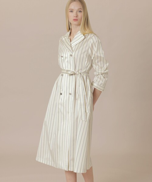 MACKINTOSH LONDON(マッキントッシュ ロンドン)の「【WEB・一部店舗限定】ポリエステルシルクストライプコートドレス(トレンチコート・レディース・ブルー・38)」の3枚目の写真