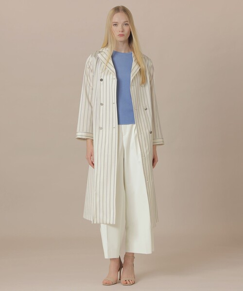 MACKINTOSH LONDON(マッキントッシュ ロンドン)の「【WEB・一部店舗限定】ポリエステルシルクストライプコートドレス(トレンチコート・レディース・ブルー・38)」の4枚目の写真