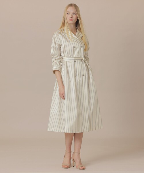 MACKINTOSH LONDON(マッキントッシュ ロンドン)の「【WEB・一部店舗限定】ポリエステルシルクストライプコートドレス(トレンチコート・レディース・ブルー・38)」の5枚目の写真