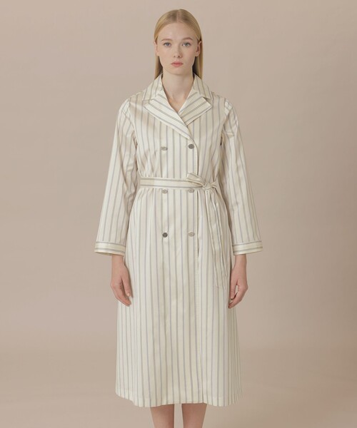 MACKINTOSH LONDON(マッキントッシュ ロンドン)の「【WEB・一部店舗限定】ポリエステルシルクストライプコートドレス(トレンチコート・レディース・ブルー・38)」の6枚目の写真