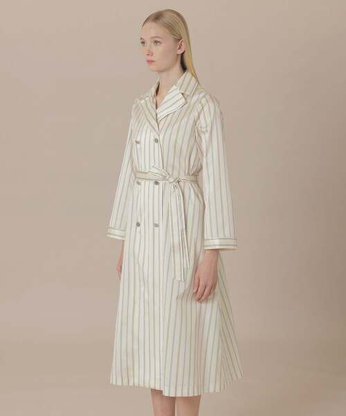 MACKINTOSH LONDON(マッキントッシュ ロンドン)の「【WEB・一部店舗限定】ポリエステルシルクストライプコートドレス(トレンチコート・レディース・ブルー・38)」の7枚目の写真