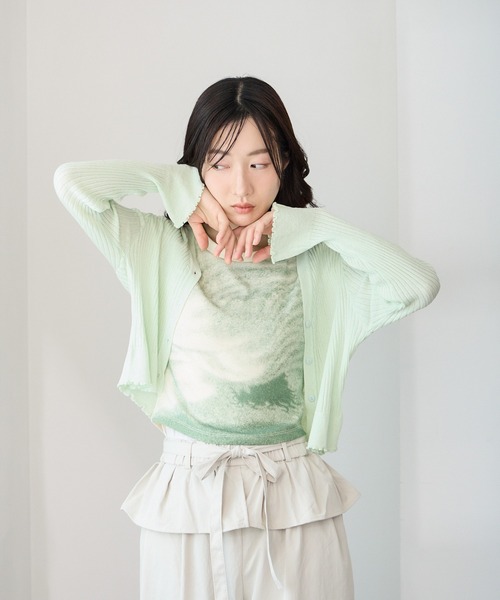 Y/lim(イリム)の「デジタルマーブル柄コンパクト半袖Tシャツ(Tシャツ/カットソー・レディース・ピンク/グリーン・FREE)」の16枚目の写真