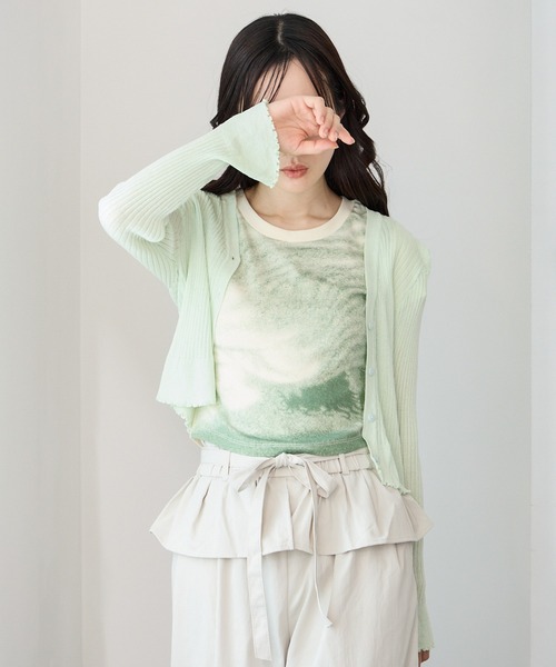 Y/lim(イリム)の「デジタルマーブル柄コンパクト半袖Tシャツ(Tシャツ/カットソー・レディース・ピンク/グリーン・FREE)」の17枚目の写真