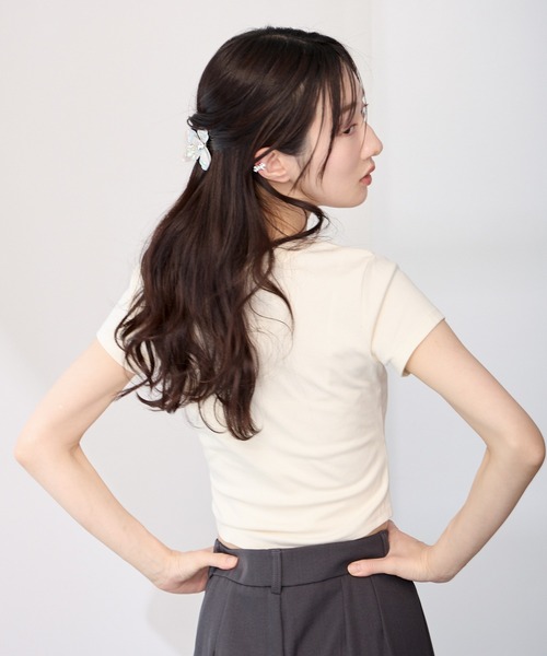 Y/lim(イリム)の「デジタルマーブル柄コンパクト半袖Tシャツ(Tシャツ/カットソー・レディース・ピンク/グリーン・FREE)」の9枚目の写真