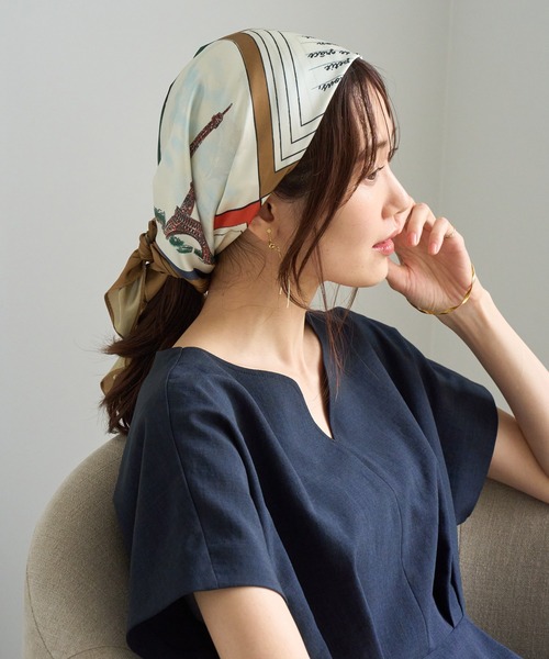 ROPE' PICNIC（ロペピクニック）の「PARIS Peaceful Scenery スカーフ 70cm（バンダナ/スカーフ・レディース・ボルドー/ブルー系その他/ブラウン系その他3・FREE）」の7枚目の写真