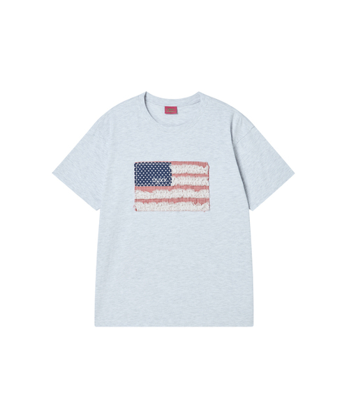 NYXX(エヌワイエックスエックス)の「TNSW FLAG TEE HEATHER GREY(Tシャツ/カットソー・レディース・その他・MEDIUM/SMALL)」の1枚目の写真