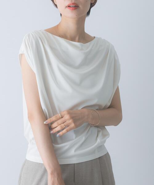 URBAN RESEARCH ROSSO WOMEN(アーバンリサーチ ロッソ)の「トリアセ混ドレープネックカットソー(Tシャツ/カットソー・レディース・オフホワイト/ブラウン・FREE)」の3枚目の写真