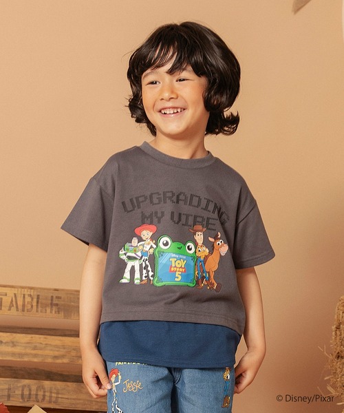 BRANSHES(ブランシェス)の「【TOY STORY/トイ・ストーリー】切替レイヤードTシャツ(Tシャツ/カットソー・キッズ・ブルー/アイボリー/チャコールグレー・100/110/90/140/120/130)」の2枚目の写真
