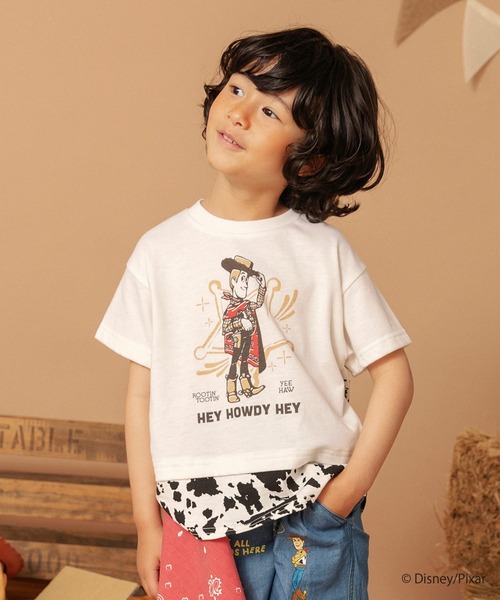 BRANSHES(ブランシェス)の「【TOY STORY/トイ・ストーリー】切替レイヤードTシャツ(Tシャツ/カットソー・キッズ・ブルー/アイボリー/チャコールグレー・100/110/90/140/120/130)」の1枚目の写真