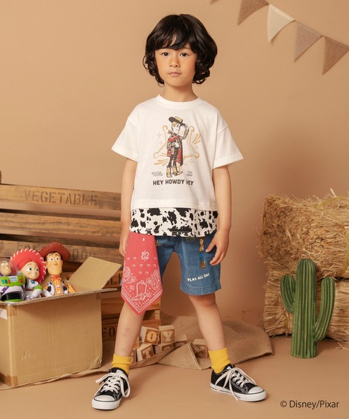 BRANSHES(ブランシェス)の「【TOY STORY/トイ・ストーリー】切替レイヤードTシャツ(Tシャツ/カットソー・キッズ・ブルー/アイボリー/チャコールグレー・100/110/90/140/120/130)」の5枚目の写真